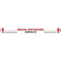 WHITE BEHIND LINE - 800MM X 80MM SOCIAL DISTANCING STRIPS