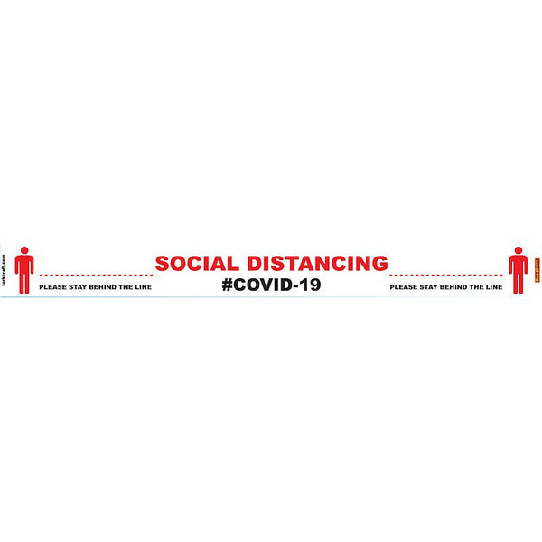 WHITE BEHIND LINE - 800MM X 80MM SOCIAL DISTANCING STRIPS