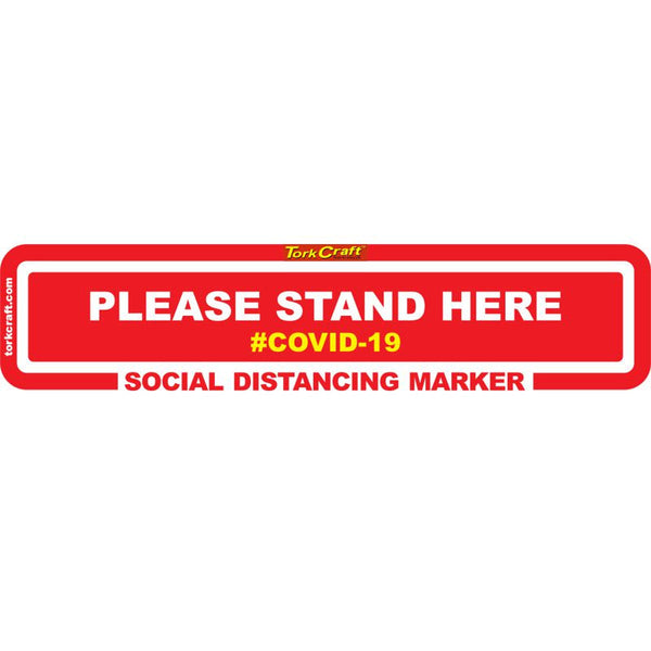 RED STAND HERE - 450MM X 110MM SOCIAL DISTANCING STRIPS