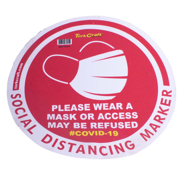 RED SOCIAL DISTANCING MARKER - 170MM ROUND AWARENESS GRAPHIC
