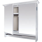 DOUBLE DOOR MIRROR CABINET WITH STEEL TOWEL RAIL White - Power Tool Traders