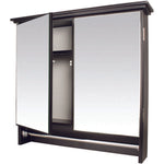 DOUBLE DOOR MIRROR CABINET WITH STEEL TOWEL RAIL Mahogany - Power Tool Traders