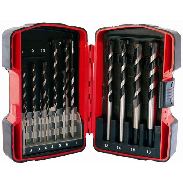 MASONRY DRILL BIT SET 16PC 3 - 16mm IN PLASTIC CASE - Power Tool Traders