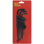 HEX KEY SET 9PC BALL POINT 1.5-10MM CARDED CR-V - Power Tool Traders