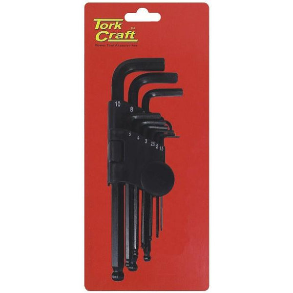 HEX KEY SET 9PC BALL POINT 1.5-10MM CARDED CR-V - Power Tool Traders
