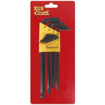 HEX KEY SET 10PC BALL POINT 1.5-10MM CARDED CR-V - Power Tool Traders