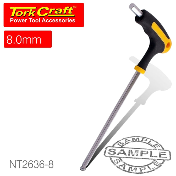 BALL POINT T HANDLE HEX ALLEN KEY 8.0MM X 200MM - Power Tool Traders
