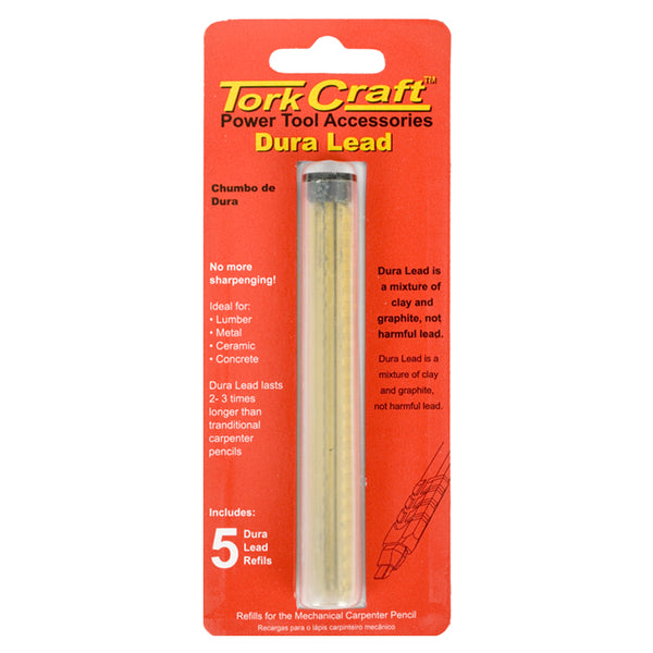 CARPENTERS PENCIL DURA LEAD REFILL 5PC YELLOW - Power Tool Traders