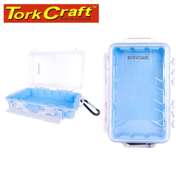 MICRO CASE BLUE 198 X 130 X 53MM SIL./LINER WITH CARABIN.CLIP - Power Tool Traders