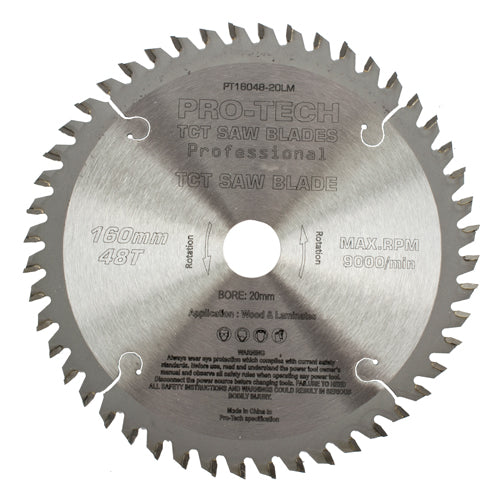 SAW BLADE TCT 160X2.2X20X48T WOOD PROF. PRO-TECH FES. TS55 PW1 - Power Tool Traders