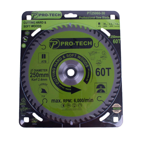 SAW BLADE TCT 250 X 2.4 X 30 X 60T WOOD PROF.
