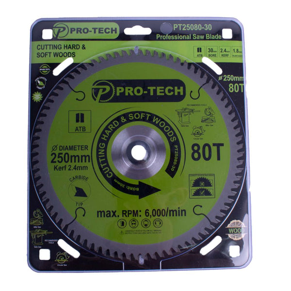 SAW BLADE TCT 250 X 2.4 X 30 X 80T WOOD PROF.