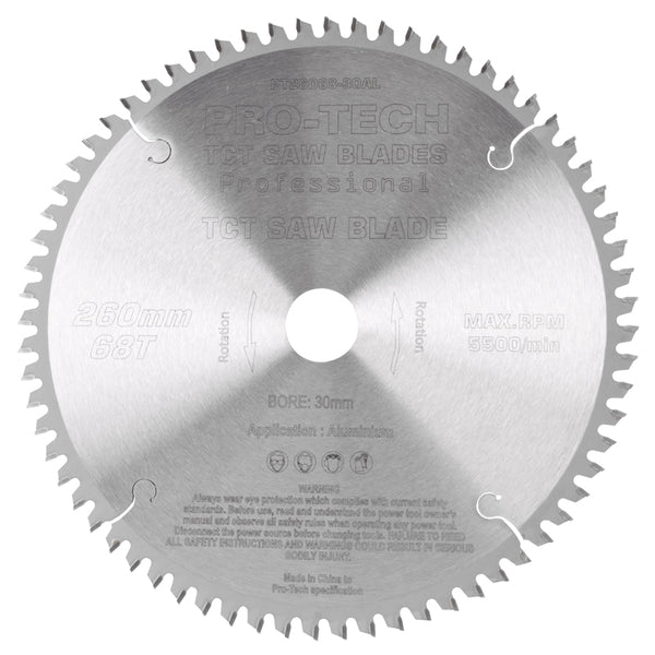 SAW BLADE TCT 260X2.4X30X68T ALUMINIUM PROF. PRO-TECH FES. KAPEX - Power Tool Traders
