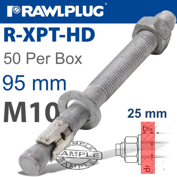 R-XPT HOT DIP GALVANIZED THROUGHBOLTS M10X95MM X50 PER BOX - Power Tool Traders