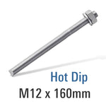 8.8 HOT DIP  GALV STUD M12X160 WITH NUT AND WASHER