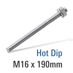 8.8 HOT DIP  GALV STUD M16X190 WITH NUT AND WASHER