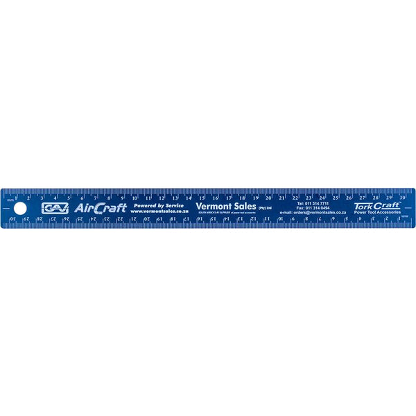 300MM CORK BACKED STAINLESS STEEL RULER RED - Power Tool Traders
