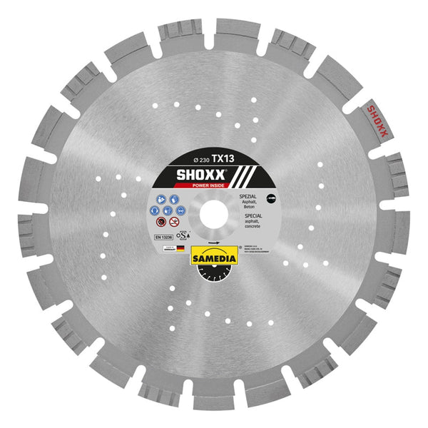 DIAM. CUT/DISC 230MM X 22.23MM 15 SEG CONCR. ASPH. BRICK SHOXX TX13