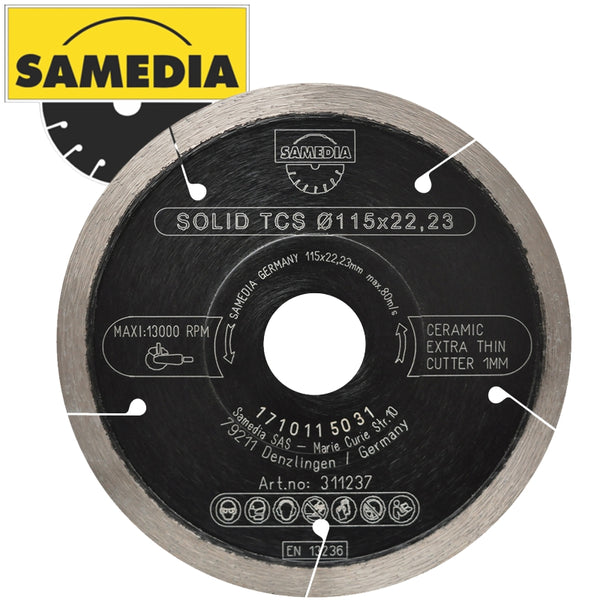 DIAMOND BLADE 115MM CONTINIOUS IND GENL. TILE THIN CUT SOLID TCS - Power Tool Traders