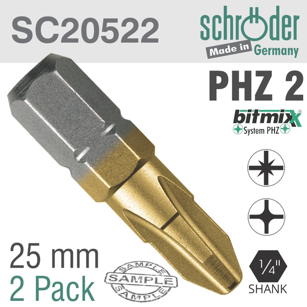 PHZ BIT NO2X25MM PZ/PH TIN 2CD - Power Tool Traders