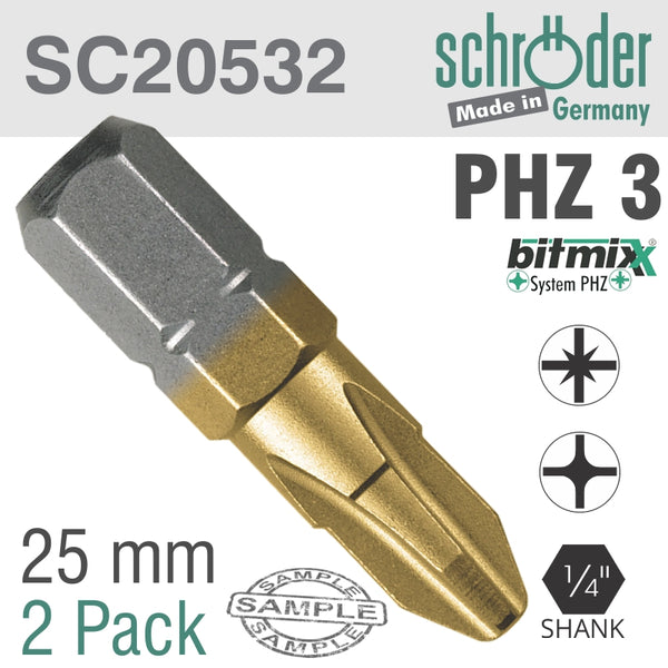 PHZ BIT NO3X25MM PZ/PH TIN 2CD - Power Tool Traders
