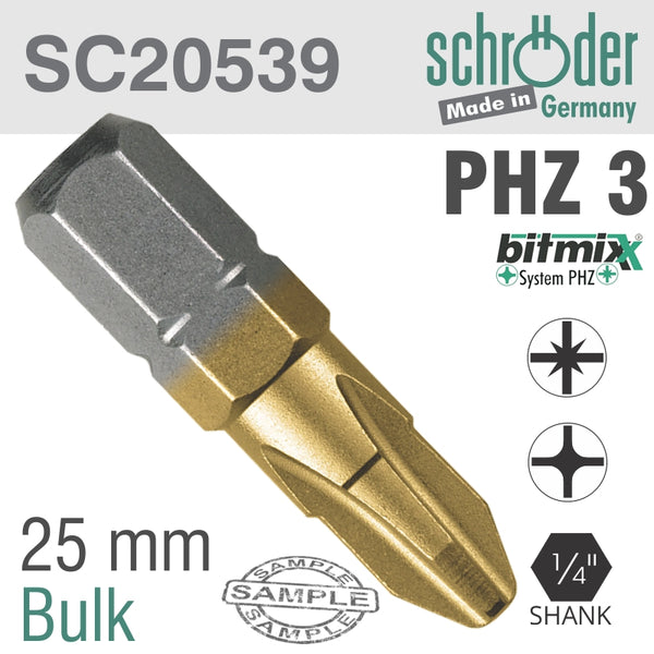 PHZ BIT NO3X25MM PZ/PH TIN - Power Tool Traders