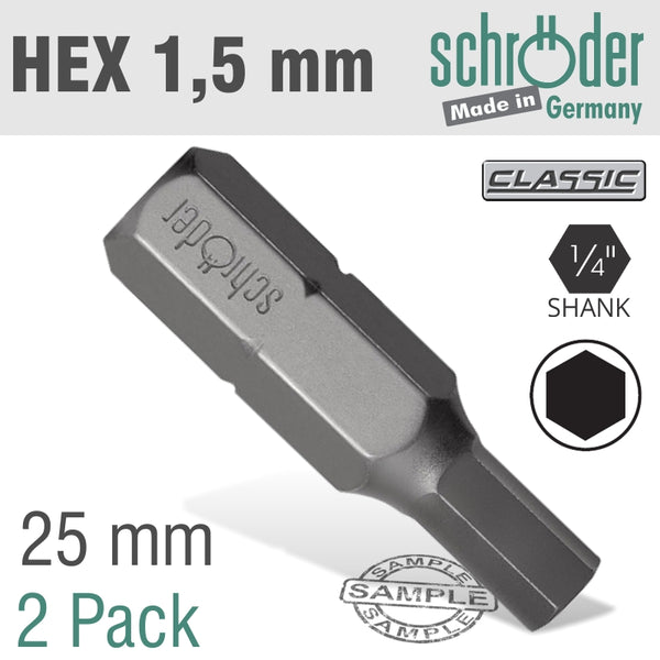 HEX/ALLEN INS.BIT 1.5MM 2/PACK - Power Tool Traders