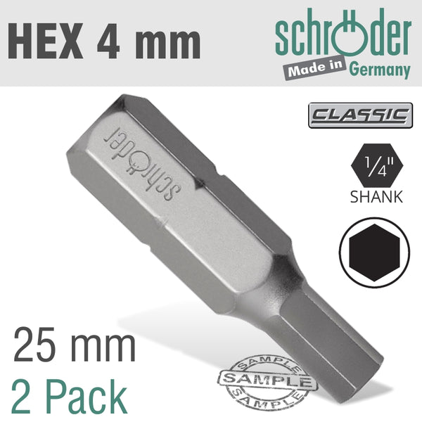 HEX/ALLEN INS.BIT 4MM 2/PACK - Power Tool Traders