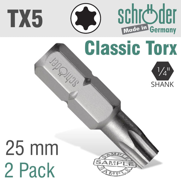 TORX TX5 CLASSIC BIT 25MM 2CD - Power Tool Traders