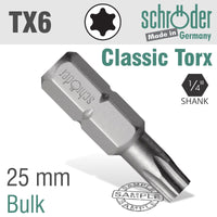 TORX TX6 25MM CLASSIC BIT BULK - Power Tool Traders