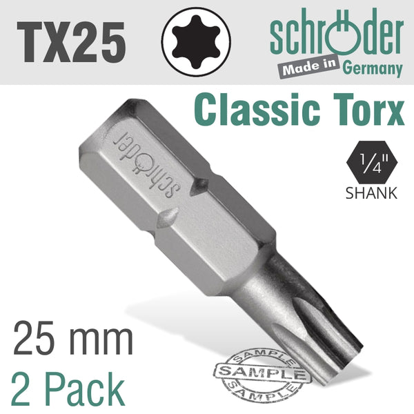 TORX TX25 CLASSIC BIT 25MM 2CD - Power Tool Traders