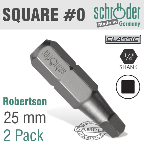SQ.RECESS N.0X25MM BIT 2/CARD - Power Tool Traders
