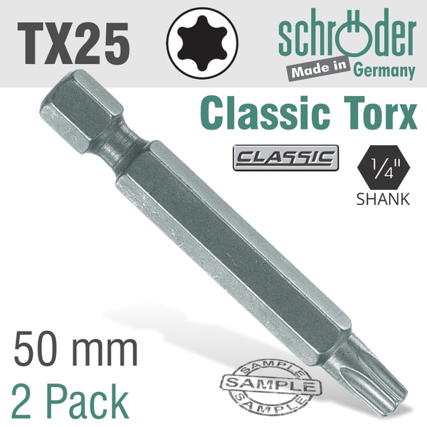TORX TX25X50MM CLASSIC POWER BIT 2/CD - Power Tool Traders