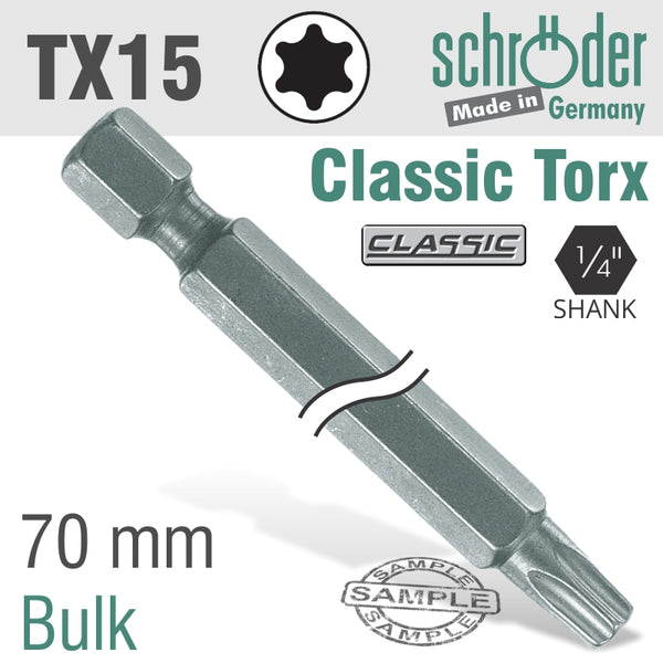 TORX TX15 X 70MM CLASSIC POWER BIT BULK - Power Tool Traders