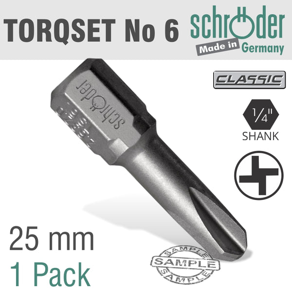 TORQSET NO.6X25MM CLASSIC BIT 1 PACK - Power Tool Traders