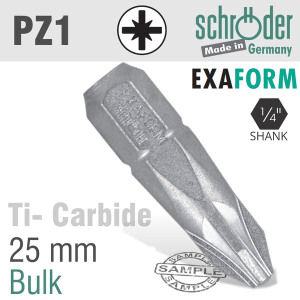 POZI.1 25MM EXAFORM TIT.CARBIDE INSERT BIT - Power Tool Traders