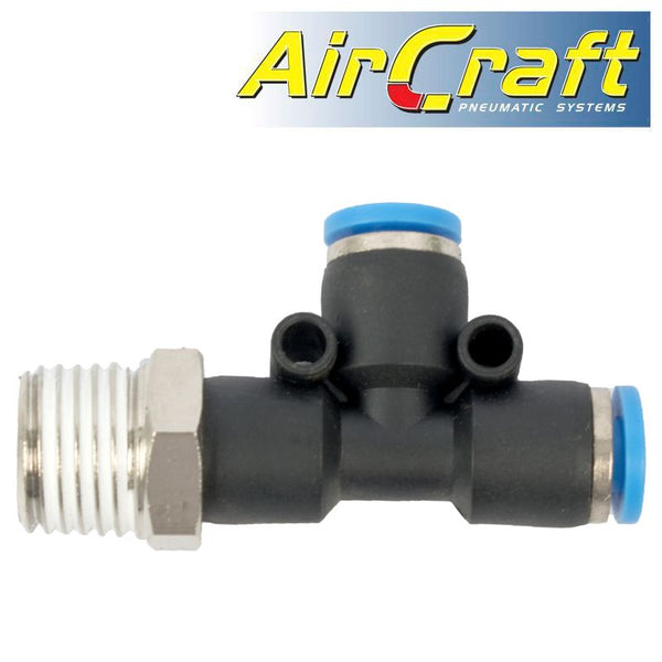 PU HOSE FITTING TEE 4MM X 4MM X 1/4'M - Power Tool Traders
