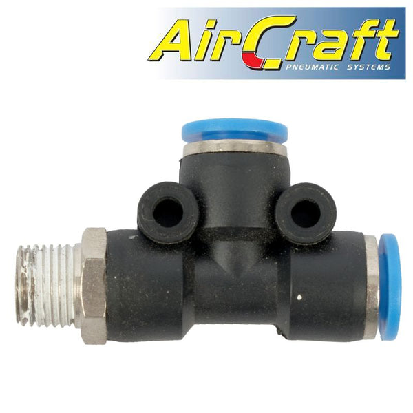 PU HOSE FITTING TEE 6MM X 6MM X 1/8'M - Power Tool Traders