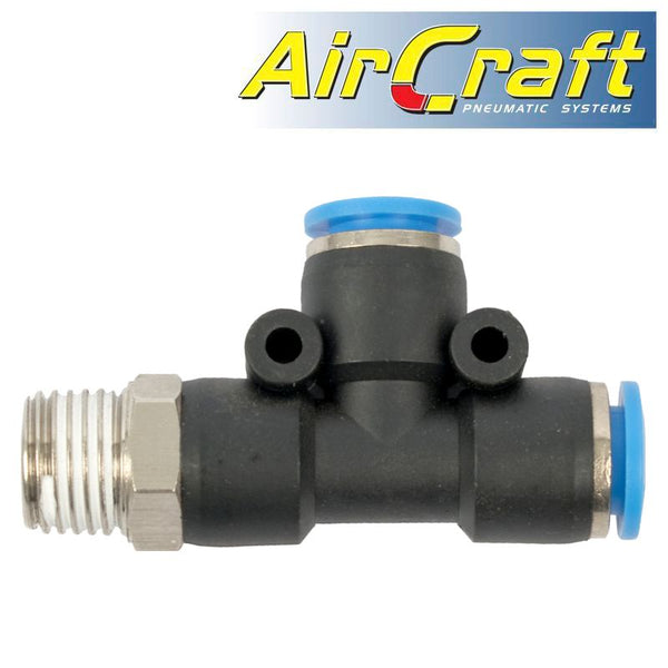 PU HOSE FITTING TEE 8MM X 8MM X 1/4'M - Power Tool Traders