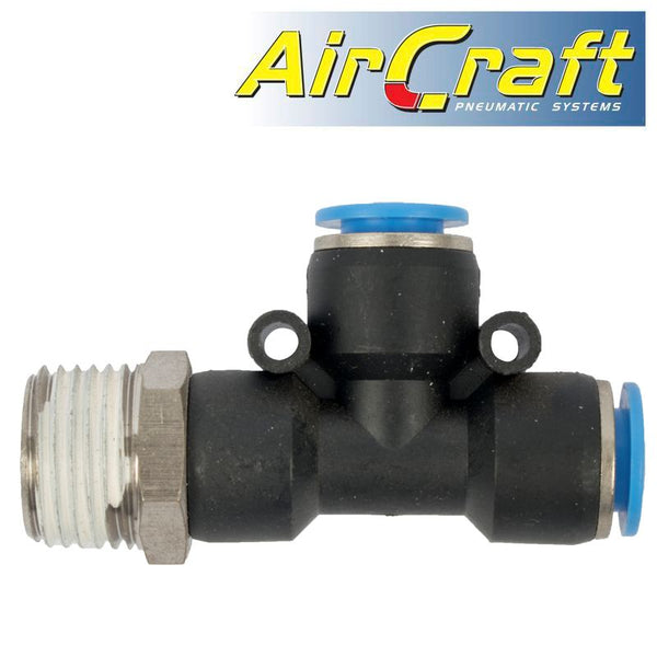 PU HOSE FITTING TEE 10MM X 10MM X 1/2'M - Power Tool Traders
