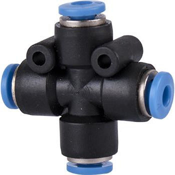 PU HOSE FITTING 4 WAY CONNECTOR 4MM - Power Tool Traders