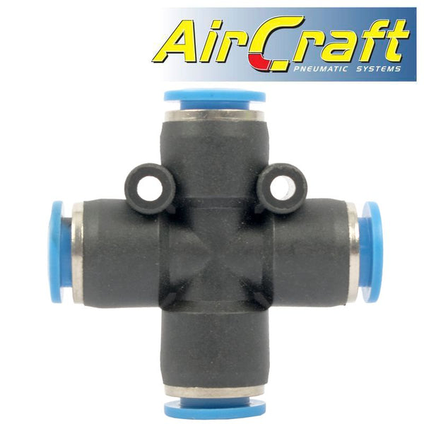 PU HOSE FITTING 4 WAY CONNECTOR 8MM - Power Tool Traders