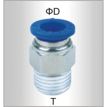 PU HOSE FITTING STRAIGHT STUD 6MM-3/8 M - Power Tool Traders