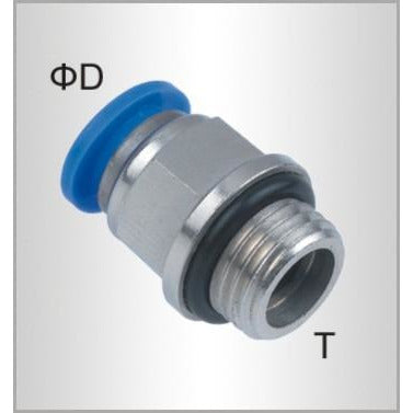 PU FITTING STR. STUD W/O-RING 8MM-1/4 M - Power Tool Traders