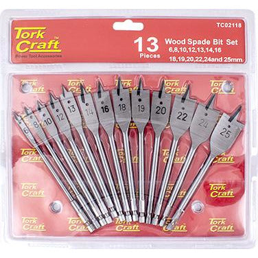 SPADE BIT SET 13PCE DOUBLE BLISTER - Power Tool Traders