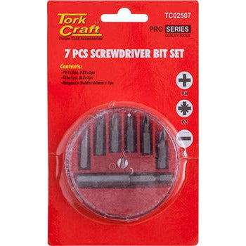 SCREWDRIVER BIT SET 7PCS(PH1/2.PZ1/2 SLOTTED6/7MM) - Power Tool Traders