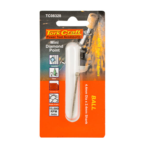 MINI DIAMOND POINT 4.4MM BALL 2.4MM SHANK - Power Tool Traders