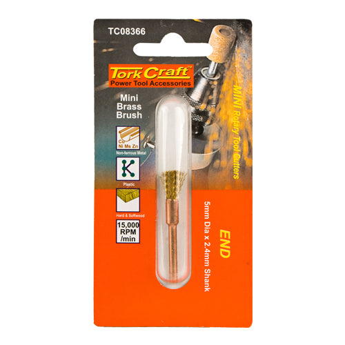 MINI BRASS BRUSH 3.2MM END 3.2MM SHANK - Power Tool Traders