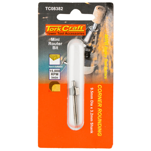 MINI ROUTER BIT 9.5MM CORNER ROUNDING 3.2MM SHANK - Power Tool Traders