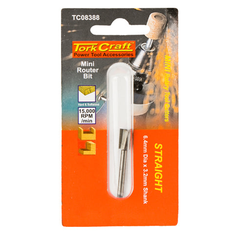 MINI ROUTER BIT 6.4MM STRAIGHT 3.2MM SHANK - Power Tool Traders